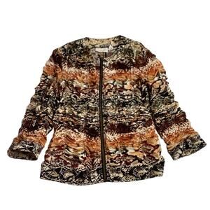 Chico's Women's Snakeskin Print Jacket Size 0 Multicolor‎ 3/4 Sleeve